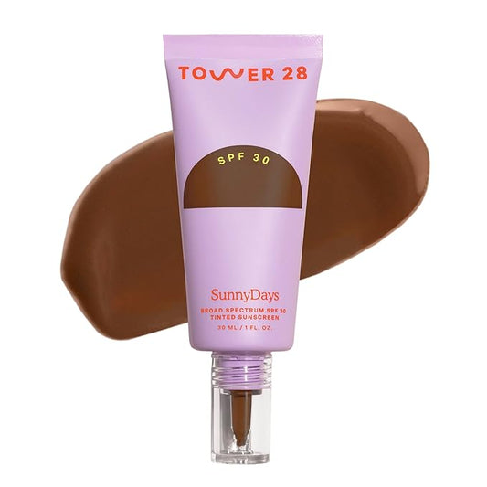 Tower 28 Beauty SunnyDays SPF 30 Tinted Mineral Sunscreen - For Sensitive Skin - 2-in-1 Facial Broad Spectrum UVA/UVB Protection + Foundation - Shade 60 THIRD ST, 1 Fl Oz-Velvo Beauty