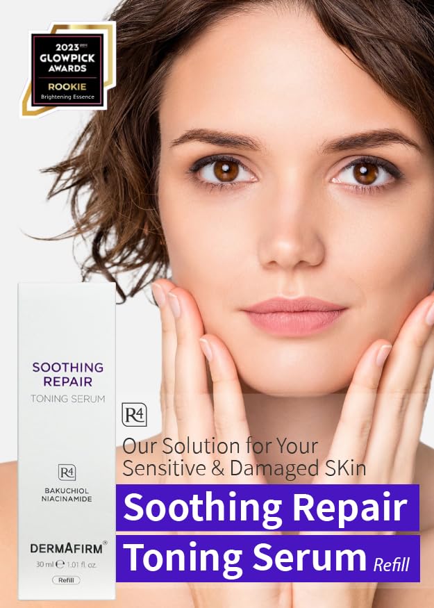 [Refill] DERMAFIRM Soothing Repair Toning Serum R4 - Korean Bakuchiol Retinol Niacinamide & Peptide Face Serum for Wrinkles - Calming, Moisturizing & Correcting- Paraben-Free, Cruelty-Free, 1.01 fl oz-Velvo Beauty