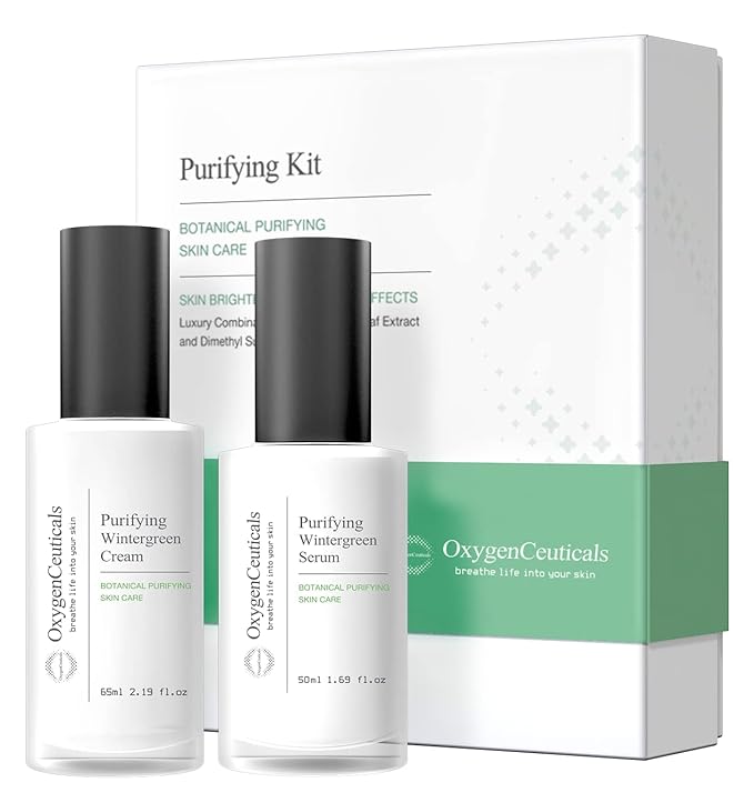 Two-Step Acne Treatment Kit, OxygenCeuticals Purifying Kit, 2 products, Serum + Moisturizer, Breakout Prevention, Acne & Blemish Control, for teens, tweens, males and females, Made in Korea-Velvo Beauty