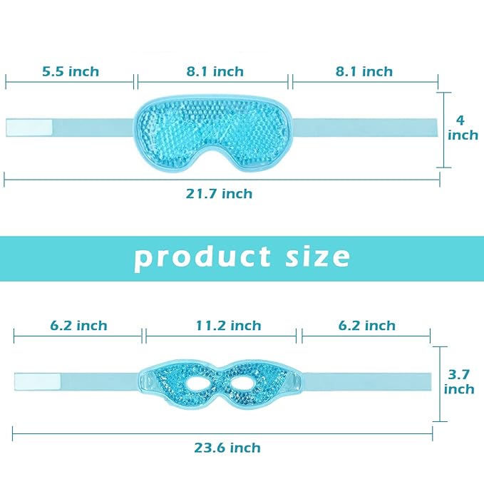 Permotary 2PCS Ice Gel Eye Mask Hot Cold Therapy Cooling Gel Beads Eye Mask,Reusable Hot Cold Compress Ice Eye Pack for Puffiness/Dark Circles/Eye Bags/Dry Eyes/Headaches/Migraines/Stress Relief-Velvo Beauty