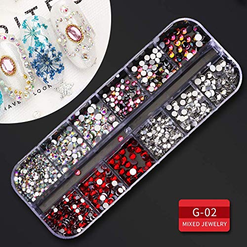 Artdone 9 boxes Nail Rhinestones,Nail Gems Nail Diamonds,Nail Art Studs Nail Crystals Nail Sequins for Nails Kit with 1 Tweezers and 3 Pen for Nail Art Supplies Accessories-Velvo Beauty