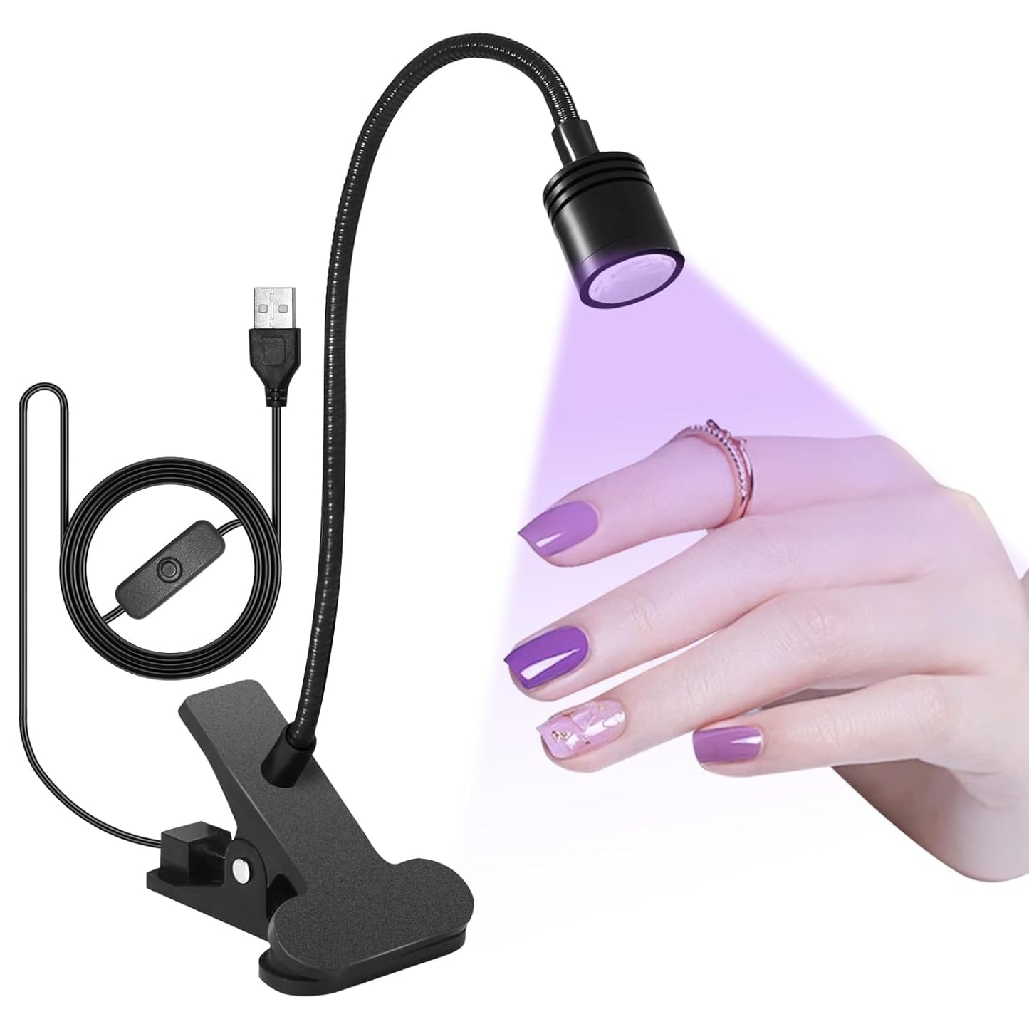 SAVILAND Gooseneck U V Lamp for Gel Nails: 360°Adjustable U V Light for Gel Nails 10S Fast Curing Nail Lamp Hands Free 5W LED Flash Cure Gel Light Gel Nail Portable Salon DIY Nail Tech Manicure-Velvo Beauty