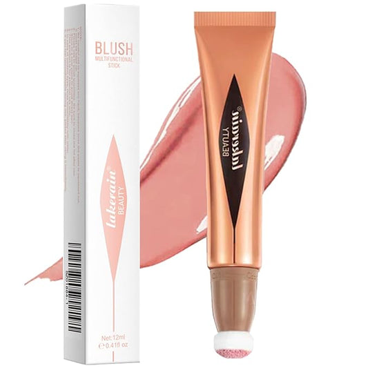 Go Ho Liquid Blush Beauty Wand,Soft Cream Blush Makeup,Liquid Blush for Cheeks Contouring with Cushion Applicator,Easy to Blend & Long Lasting & Smooth Natural Dewy Finish,01# Bliss Pink Blush Liquid-Velvo Beauty