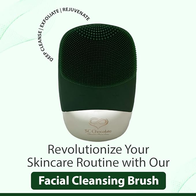 Facial Cleansing Brush | 3-in-1 Electric Face Scrubber | USB Rechargeable Face Cleansing Brush | IPX7 Waterproof | Blackhead Remover | Deep Cleansing & Exfoliating (Green)-Velvo Beauty