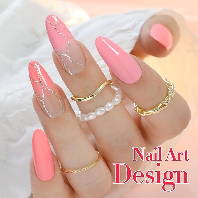 Double Rhythm 6 Pcs 15 ML Gel Polish Set Same Color Same Bottle Soak Off Gel Polish Kit Nail Art Manicure Salon DIY at Home for Women (Light Pale Peach Pink Orange Rose-T6-19)-Velvo Beauty