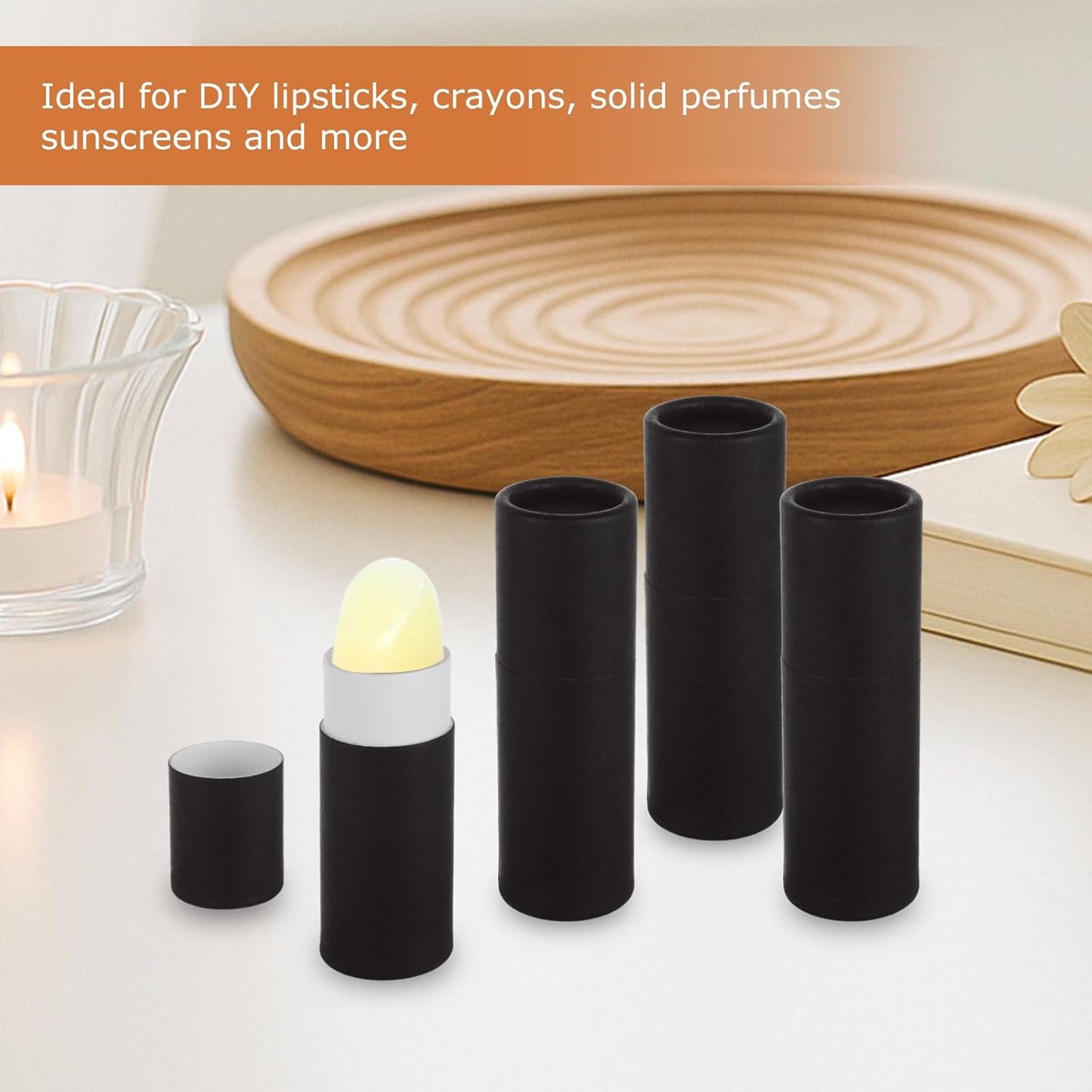 30PC 0.3oz Kraft Paperboard Lip Balm Containers Cardboard Lip Balm Tubes with Lids Refillable Chapstick Tubes Empty Push-Up Style Perfume Lip Gloss Container for DIY Cosmetic Storage-Velvo Beauty