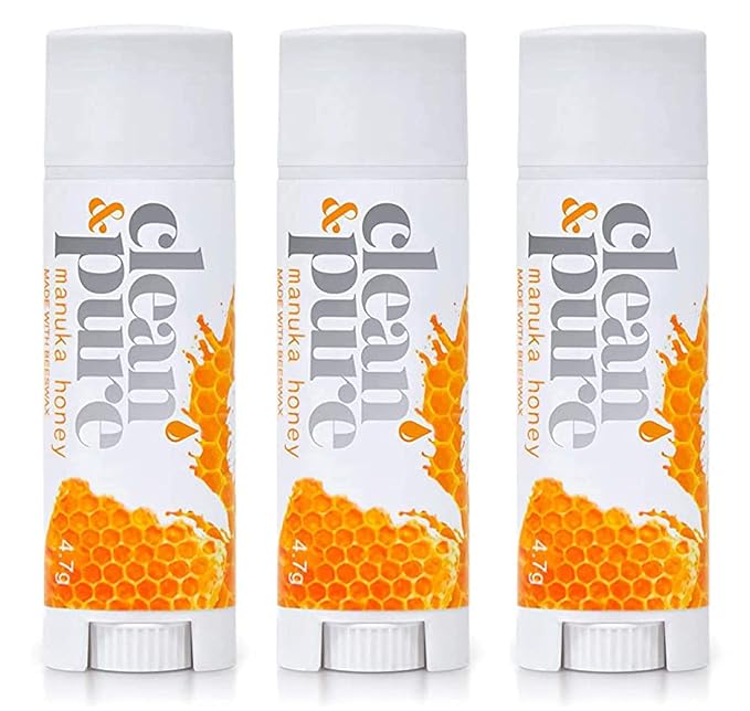 Lip Balm 3-Pack (Manuka Honey) | Lip Care Set With 100% All Natural Beeswax and Vitamin E Oil | Flavored Lip Balm for Dry, Chapped Lips | Made in Australia…-Velvo Beauty