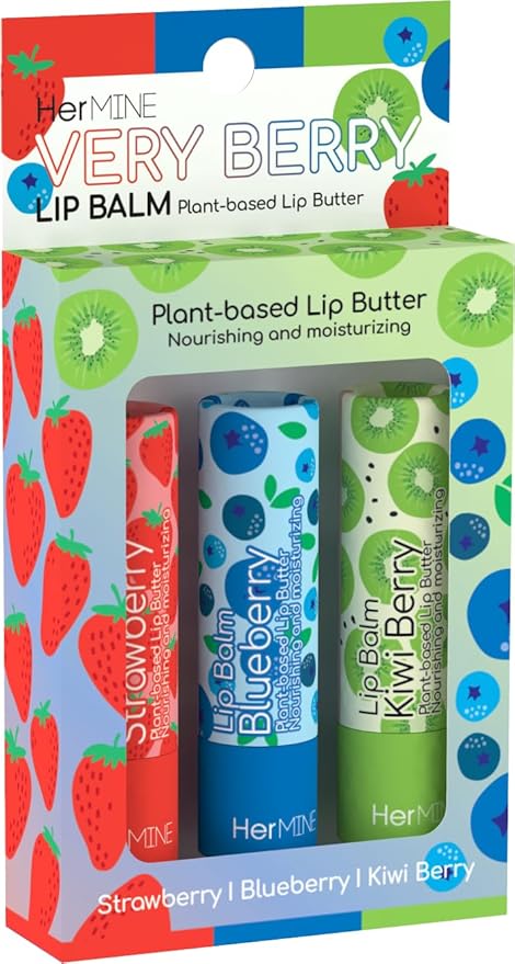 HerMINE Lip Balm Plant-based Lip Butter 3 Pack Nourishing Moisturizing LipBalm LipButter Long Lasting Delicious Flavors Intense Hydration-Velvo Beauty