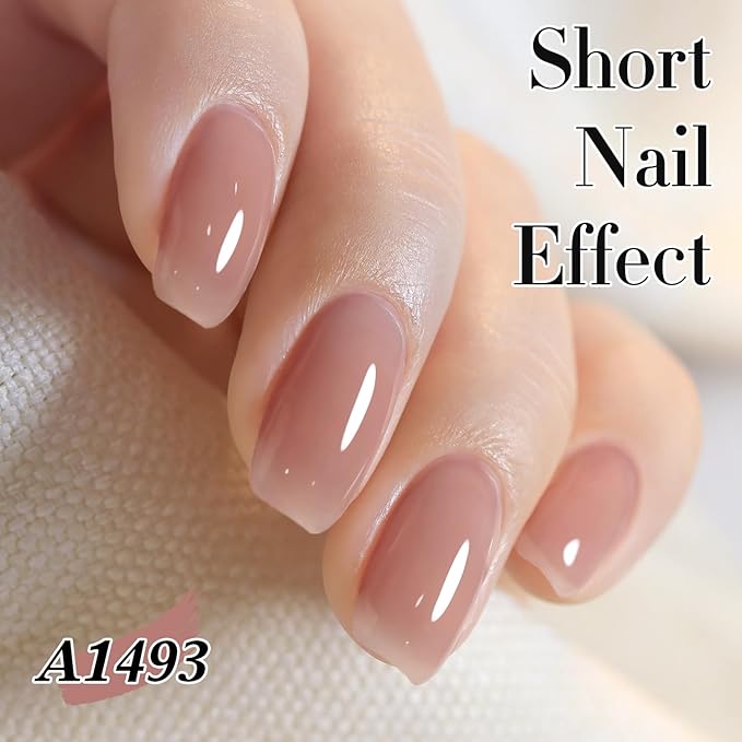 Double Rhythm Translucent Gel Polish Sheer Neutral Natural Light Milky Same Color Same Bottle 15ML Jelly UV Polish Nail Art DIY at Home (Dark Nude-A1493)-Velvo Beauty