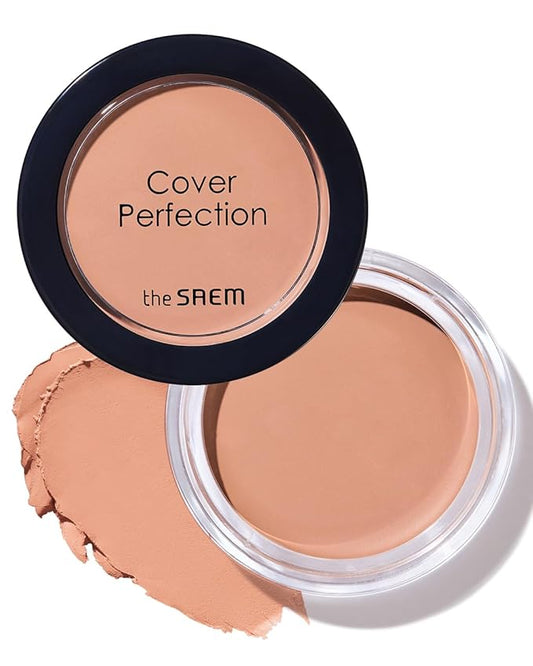 THESAEM Cover Perfection Pot Concealer #Peach Beige - High Adherence & Coverage Balm, Conceals Dark Circles, Corrects Dark Under Tones, Matte Finish Sebum Control for Oily and Combination Skin-Velvo Beauty
