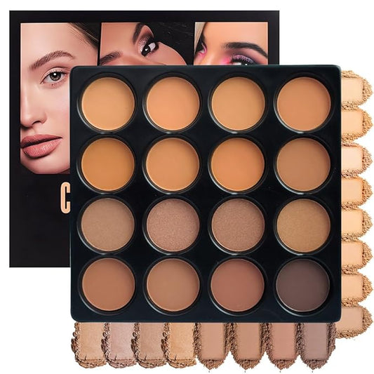 Professional Light Medium Brown Contour Highlight Palette,Multiple Full Coverage Makeup Palet for Correcting, Easy Blending, Long-lasting formula, Sculpt & Highlighting,Matte and Shimmer Finish, 16A-Velvo Beauty