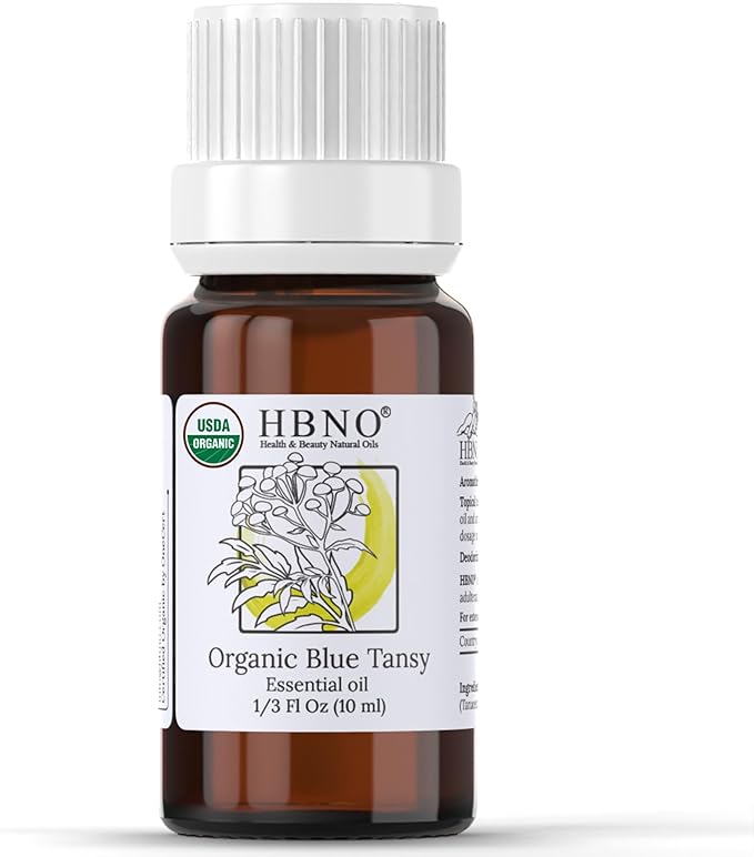HBNO USDA Certified Organic Blue Tansy Essential Oil - 1/3 OZ (10 ml) Travel Size - Perfect for Aromatherapy, DIY, Candle Making, Soap Making, Diffusers - Blue Tansy Essential Oils-Velvo Beauty