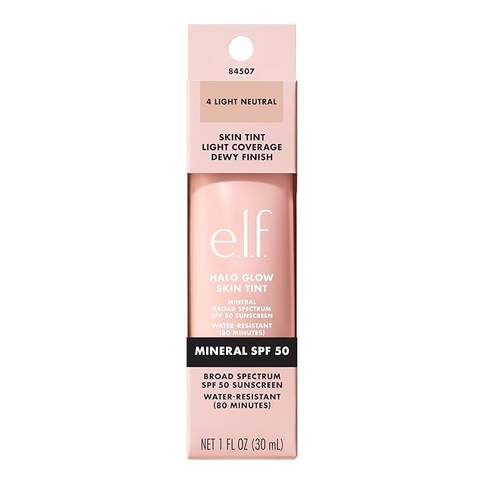 e.l.f. Halo Glow Skin Tint SPF 50, Tinted Moisturizer For Light, Buildable Coverage, Creates A Natural Glow, Vegan & Cruelty-Free, 4 Light Neutral-Velvo Beauty