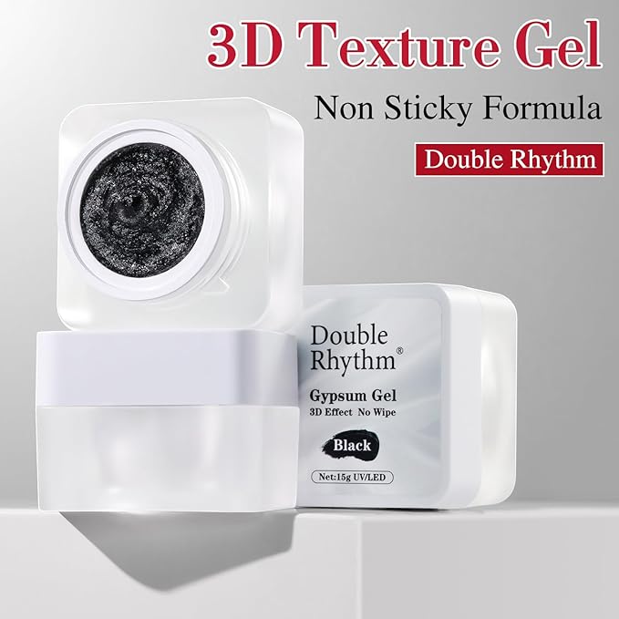 Double Rhythm 3D Nail Gel Solid Sculpting Gel for Nail Art Non-Sticky Hard Gel for Building Carving Molding Nail Extension Soak Off UV/LED Salon Home DIY 0.5 Oz (Gypsum Black)-Velvo Beauty