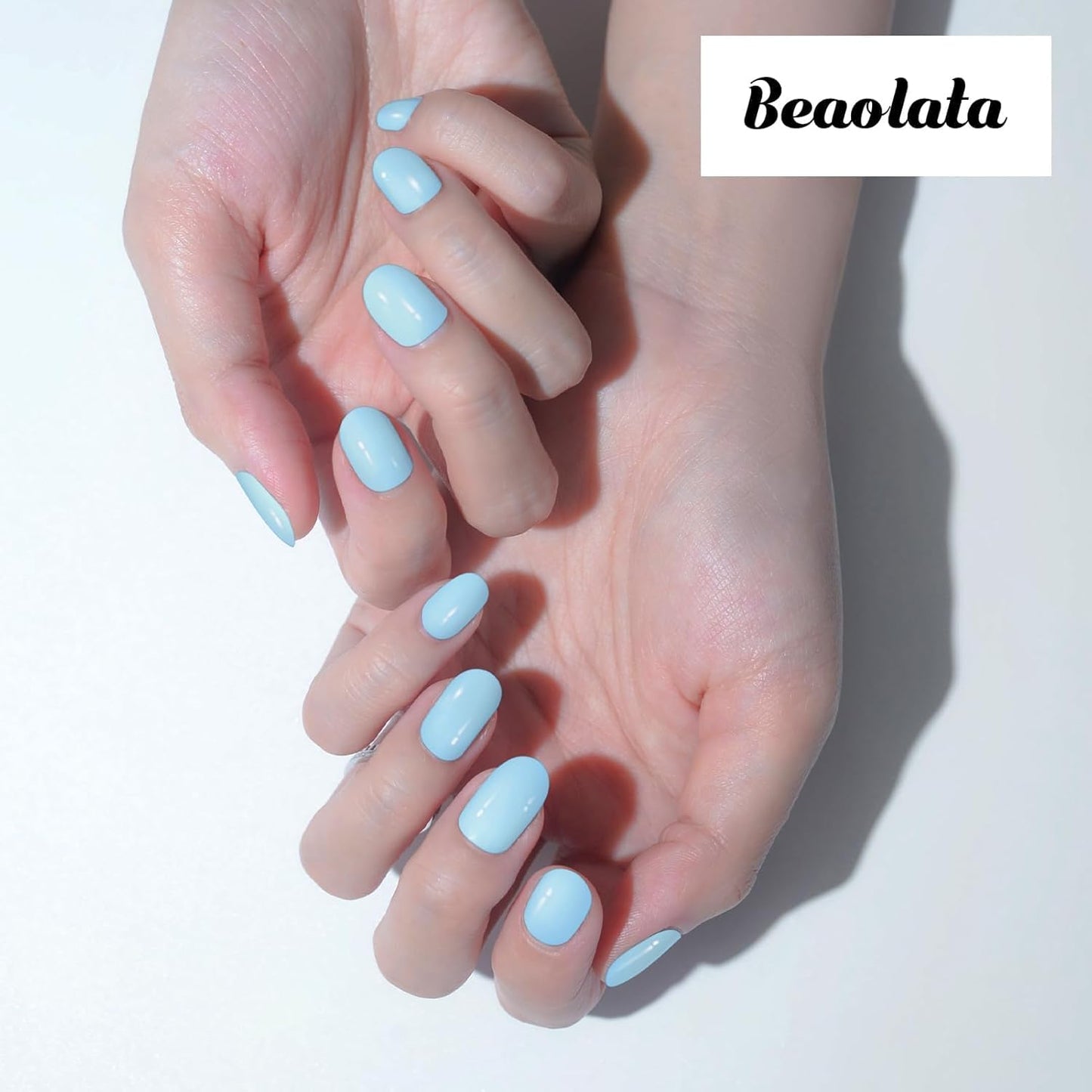 Nail Polish Strips, 32PCS Salon Quality Wraps, Long Lasting Gel Nail Stickers for Women Easy Apply& Remove (Sky Light Blue)-Velvo Beauty