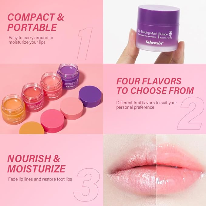 Hydrating Lip Sleeping Mask, Long Lasting Hydrating Night Lip Balms for Intensive Moisturizing and Care, Prevention Dry and Crack (GRAPEFRUIT) 0.7 OZ-Velvo Beauty