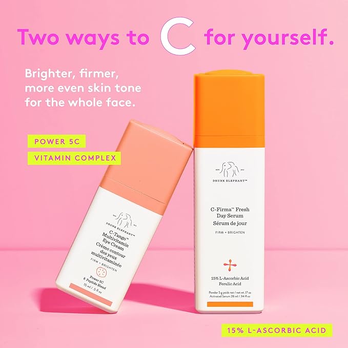 Drunk Elephant C-Tango Eye Cream with Vitamin C, Brightening & Restorative Under Eye Moisturizer (15mL/0.5 Fl Oz)-Velvo Beauty