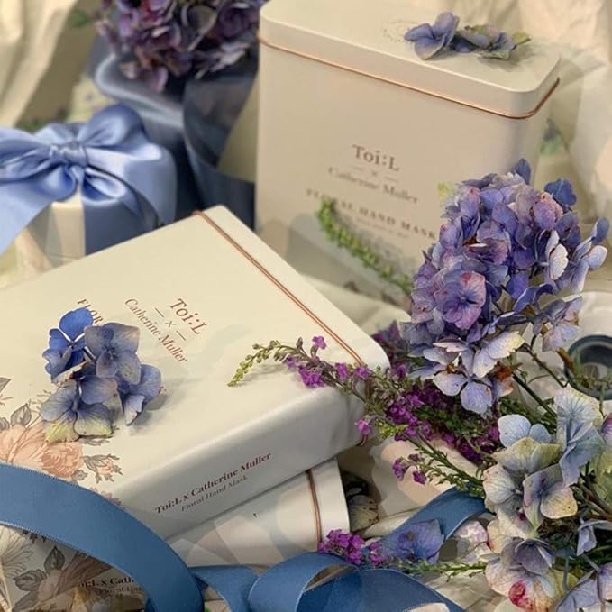 Catherine Muller Floral Hand Mask 8 Pairs, Moisturizing Gloves for Dry Hands with Elder Flower & CICA, Repairing and Nourishing Hand Care Treatment for Cracked, Rough, and Dry Skin-Velvo Beauty