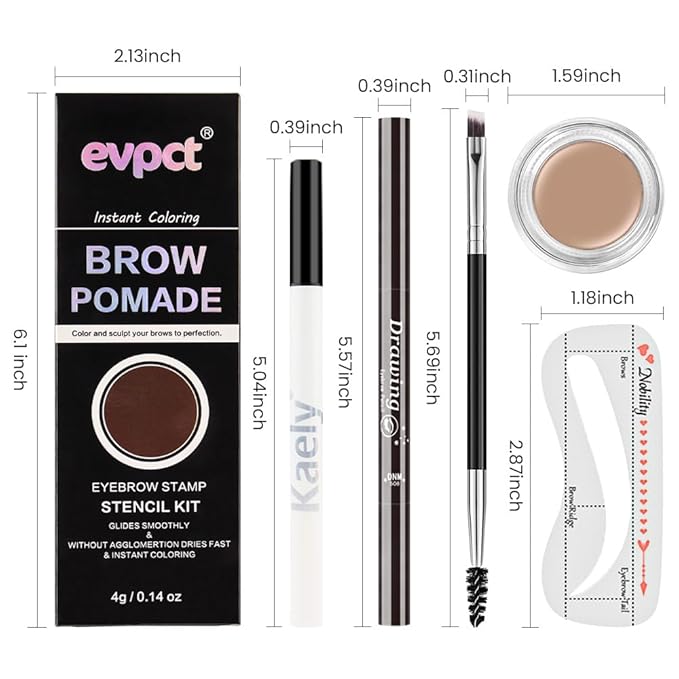 evpct Eyebrow Stencils Kit for Women Shaping, Eyebrow Shaper Makeup Kit, Eye Brow Stencil Shaper Tinting kits for Women, with Eyeliner, Eyebrows Pencil, Pomade, Brush and 10 Stencils, Kit-02# BLONDE-Velvo Beauty