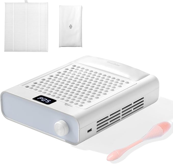 Missshine Dust Collector with Armrest – Professional 5-Speed Low Noise Vacuum Fan for Nail Techs – Powerful Suction with 10 Filter Papers for Salon & Home Use-Velvo Beauty