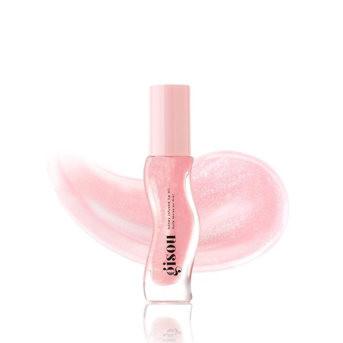 Gisou Honey Infused Hydrating Lip Oil, Nourishing Lip Moisturizer for Dry Lips, High Shine, Smooth Finish, Clear Pink Shimmer Shade, Fresh Watermelon Scent, Watermelon Sugar, 8ml-Velvo Beauty