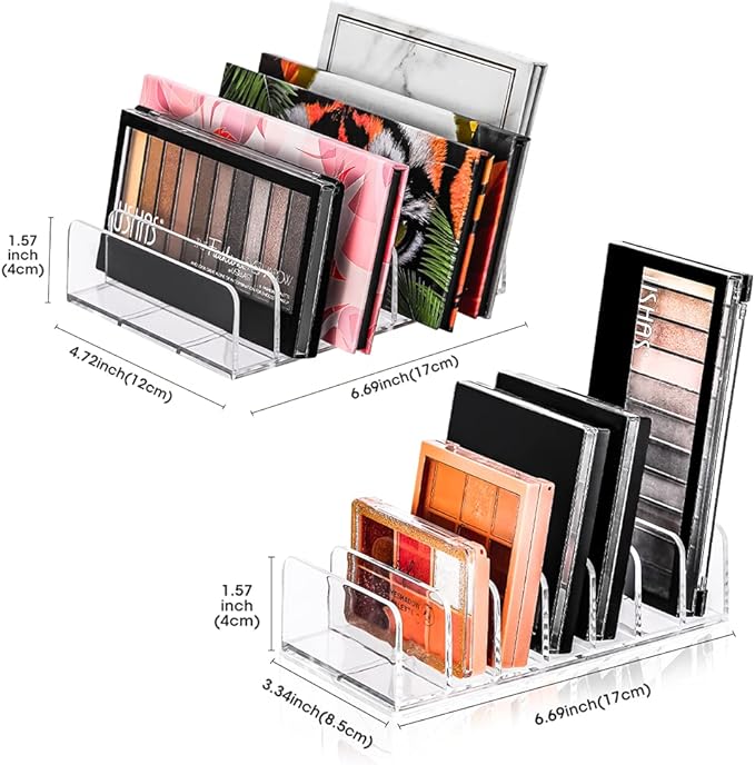 Eyeshadow Makeup Palette Cosmetic Organizer - Waterproof Eyeshadow Organizer for Eye Makeup Palette,Bathroom Countertop,7 Sections (2PCS-Small&Large)-Velvo Beauty