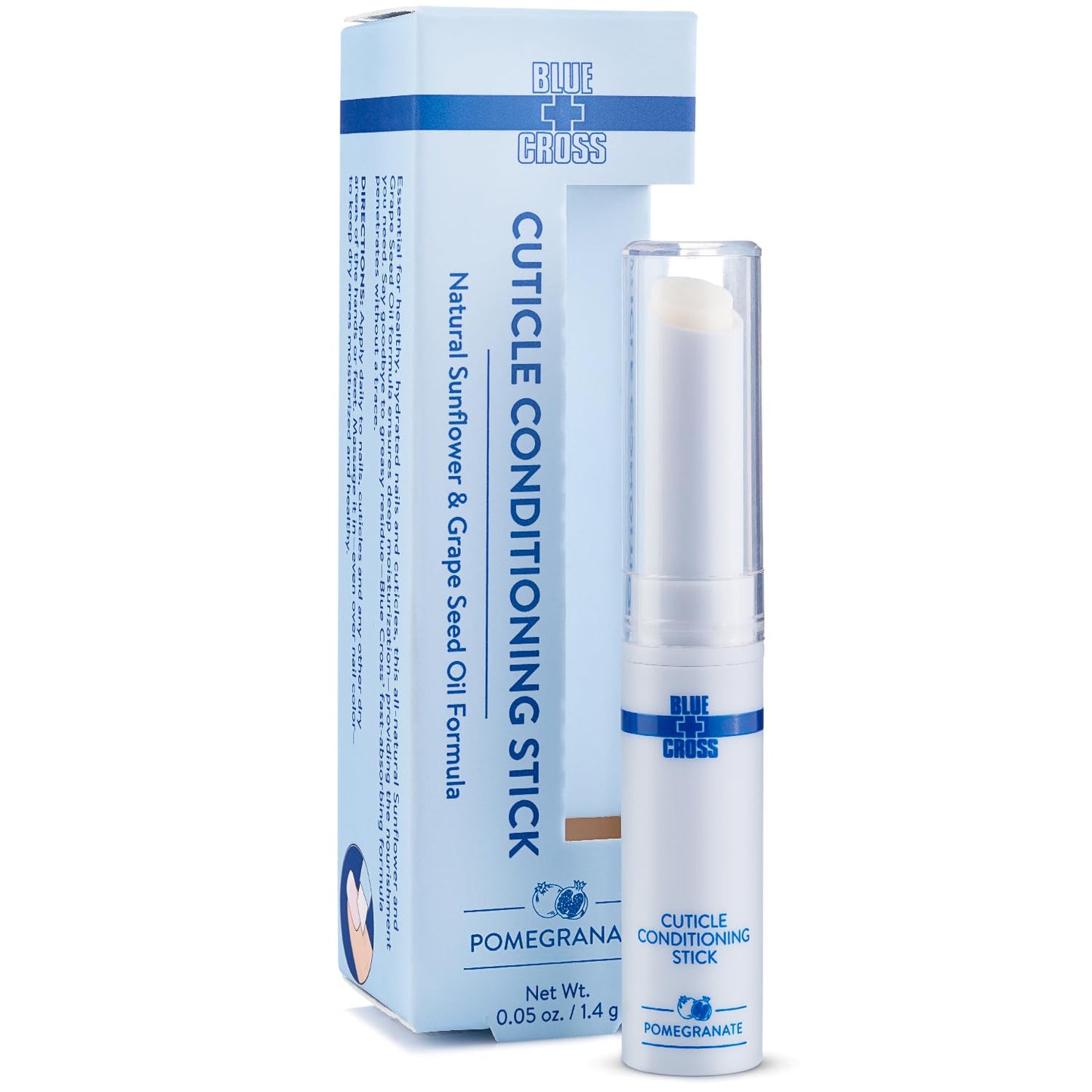 Blue Cross Cuticle Balm Conditioning Stick, Scented Cuticle Softener Oil Balm with Nourishing Sunflower & Grape Seed Oil, Professional Nail Care Supports Dry + Damaged Cuticles, 0.05oz, Pomegranate-Velvo Beauty