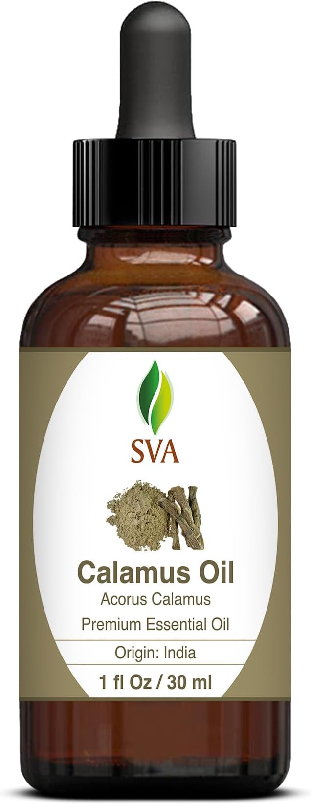 SVA Calamus Essential Oil – 1 Fl Oz – 100% Natural Calamus Oil - for Diffuser, Hair Care, Face, Skin Care, Aromatherapy, Scalp and Body Massage, Soap and Candle Making – with Dropper-Velvo Beauty
