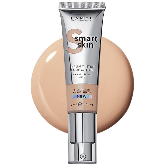 LAMEL Smartskin Serum Tinted Foundation - Hydrating & Nourishing - Hypoallergenic & Skin-Caring - Color Correcting - Anti-Aging Formula with Hyaluronic Acid - 403, 1.18 fl.oz-Velvo Beauty