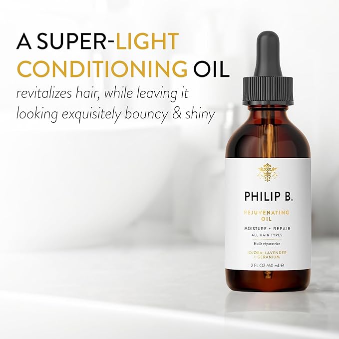 PHILIP B Rejuvenating Oil 2 oz. (60 ml) | Long-Term Hair Repair, Youthful Bounce, Strength and Shine-Velvo Beauty