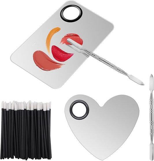 Makeup Palette Lipstick Applicator with Spatula Lip Gloss Brush Makeup Tool Set Suitable for Lipstick, Foundation and Other Cosmetic Color Mixing(Makeup Palette Set)-Velvo Beauty