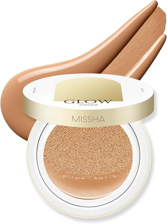 MISSHA Glow Cushion No.27 Honey Beige for Tanned Skin Radiant & Moisturizing Skin with Buildable Coverage-Velvo Beauty