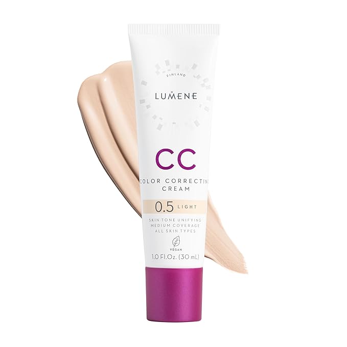 Lumene Color Correcting CC Cream - Lightweight Foundation - Medium Coverage - Redness Reducing Face Makeup for a Glowing Complexion - Vegan Formula + Suitable for All Skin Types - Light (1 fl oz)-Velvo Beauty