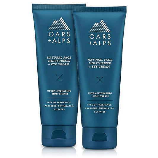 Oars + Alps Face Moisturizer and Eye Cream, Dermatologist Tested Skin Care Infused with Aloe Leaf Juice and Vitamin E, TSA Friendly, 2.5 Fl Oz, 2 Pack-Velvo Beauty