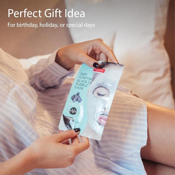 Purederm Deep Purifying Black O2 Bubble Mask Charcoal (10 Pack) – Bubble Face Sheet Mask for Purifying & Brightening-Velvo Beauty