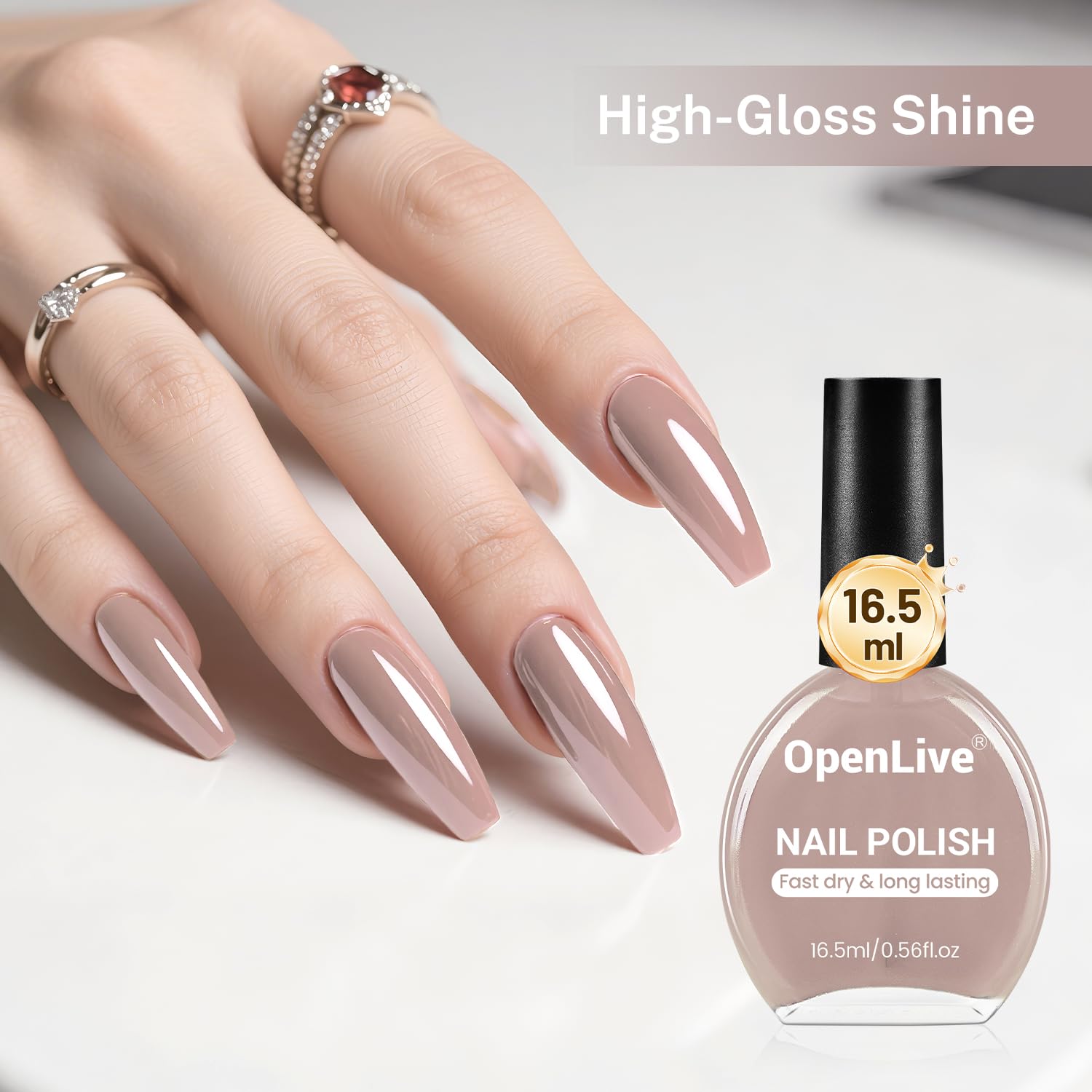 16.5ml Light Brown Nail Polish Large Volume Quick Dry Nail Polish, Long Lasting Shine, Fingernail Toenail Nail Art DIY Home Travel Nail Art Gift-Velvo Beauty