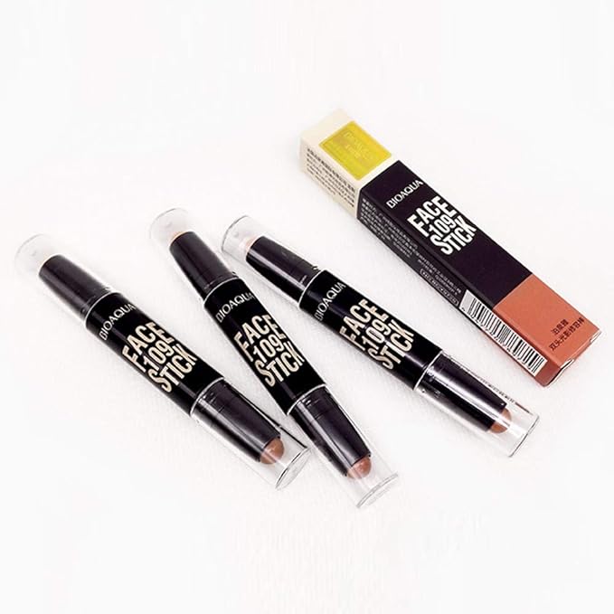 BIOAQUA Play 109 Face Stick Contour Duo 2 in 1 Highlighter Pencil (#02 IVORY WHITE / LIGHT COFFEE)-Velvo Beauty