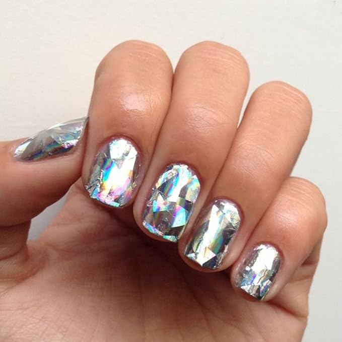 Aurora Laser Silver Glitter for Nails Sparkly Irregular Chunky Glitter Sequin Nail Charms for Nails Design Nail Glitter Flakes Holographic Iridescent Glitter Nail Sequins for Crafts Nail Art Supplies-Velvo Beauty