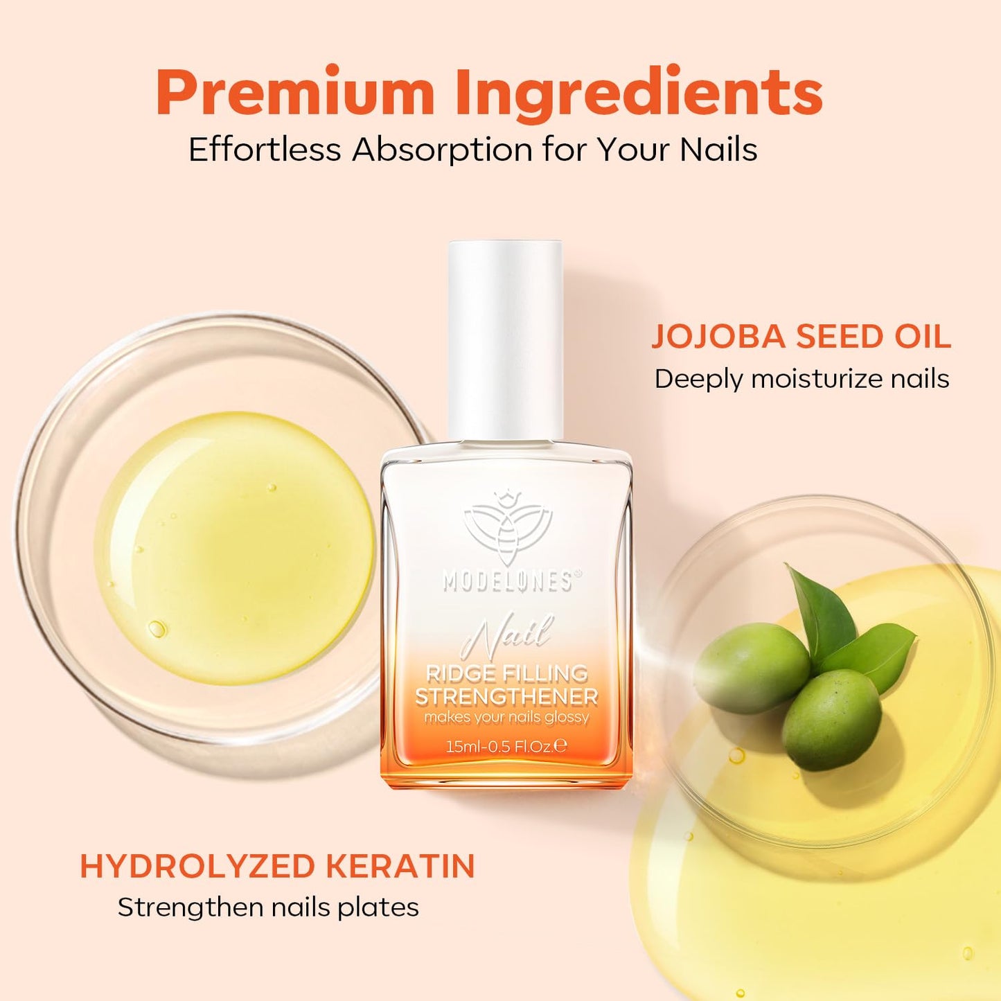 modelones Nail Strengthener Milky White Nail Polish Nails Repair for Damaged Nails Growth and Strentgthener Ridge Filler for Nail Strengthening Polish 15ml-Velvo Beauty