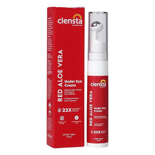 Clensta Aloe Vera Under Eye Cream Roll On | 0.51 Fl Oz (15ml) | Hydrating Eye Cream with Niacinamide | for Puffiness, Dark Circles & Wrinkles-Velvo Beauty
