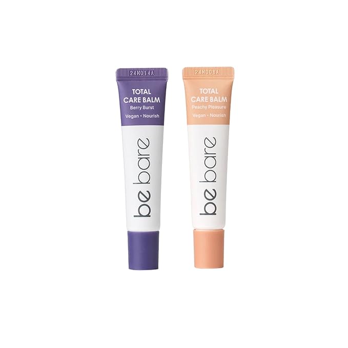 Total Care Balm Dual Pack - Berry Burst and Peachy Pleasure Nourishing Multi-Balm with Vitamin E for Moisturizing Lips, Nails, Elbows and Dry Skin (2 pc)-Velvo Beauty