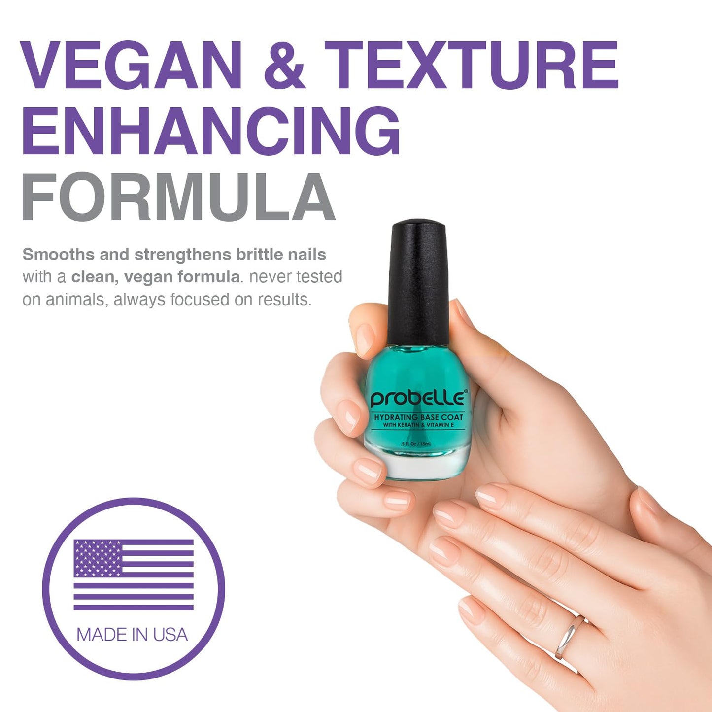 Probelle Hydrating Base Coat for Dry and Brittle Nails, Instant Moisturizer, Nourishes and Soothes Nails with a Healthy Glow, Extends Polish Life, Ideal for Dehydrated, Rough, Breaking Nails-Velvo Beauty