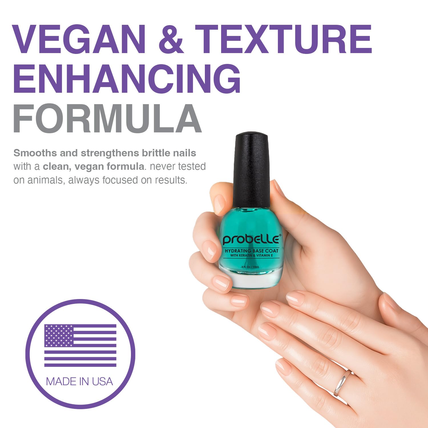 Probelle Hydrating Base Coat for Dry and Brittle Nails, Instant Moisturizer, Nourishes and Soothes Nails with a Healthy Glow, Extends Polish Life, Ideal for Dehydrated, Rough, Breaking Nails-Velvo Beauty