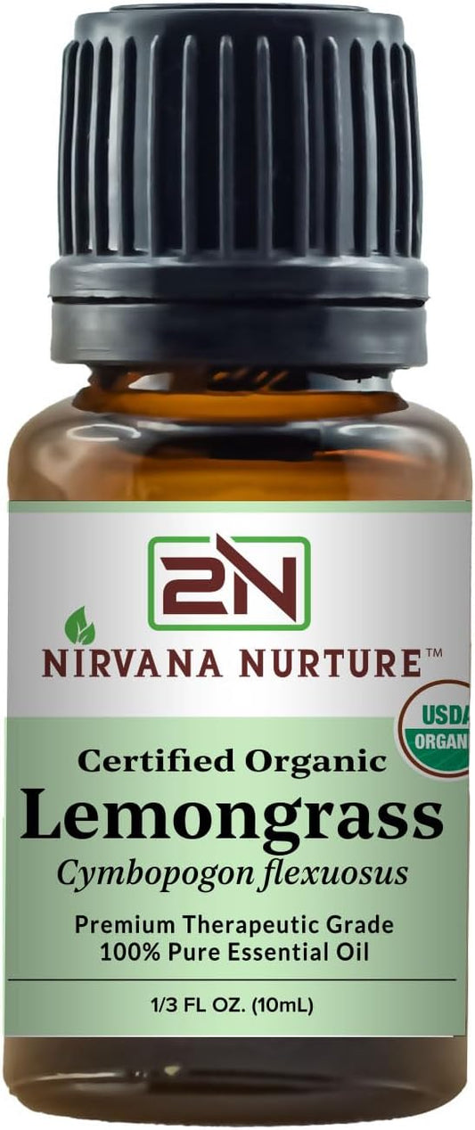 Lemongrass Essential Oil USDA Certified Organic 100% Pure Premium Therapeutic Grade, Undiluted - Aromatherapy Diffuser for Calm and Relaxation, Skin Care, Hair Care-Velvo Beauty