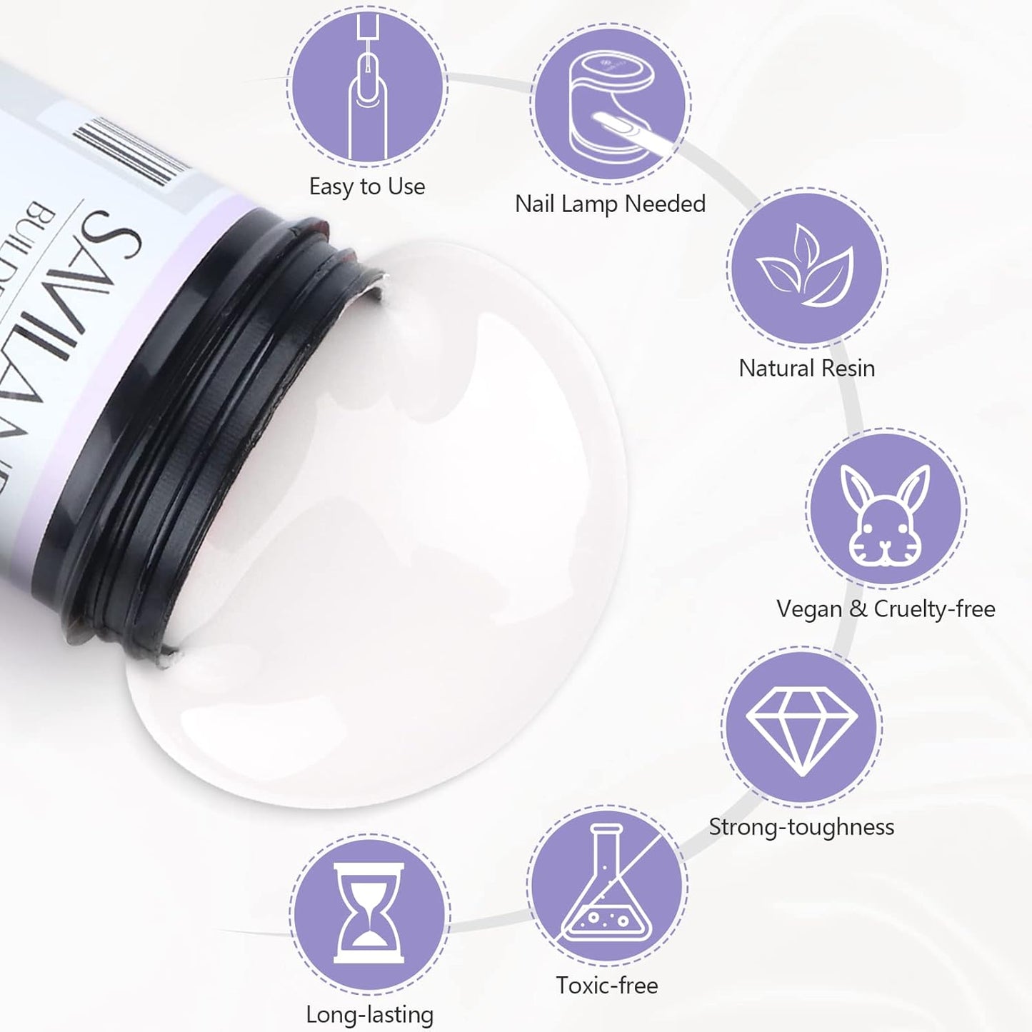 SAVILAND LED & U V Builder Nail Gel - 3.53 oz White Nail Extension for Professional Salon Gel Builder for Nails Hard Gel for DIY Nail Art Supplies Manicure Set, Gift for Women Ladies Girls-Velvo Beauty