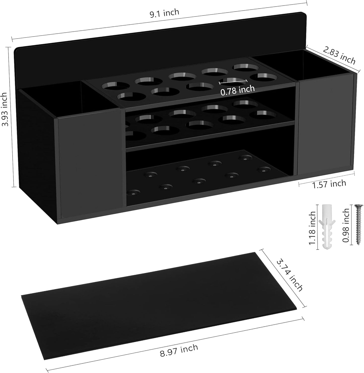 HBlife Acrylic Magnetic Dry Erase Marker Holder for Whiteboard, Wall Mount 10 Slots Magnet Pen Pencil Holder for Fridge Refrigerator, Locker Organizer Accessories for School Classroom Office, Black-Velvo Beauty
