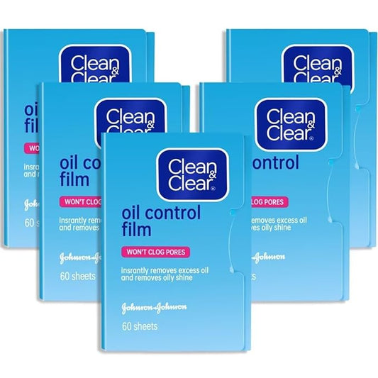 Oil Control Film Replacment for Clean & Clear Oil-Absorbing Sheets,5pack(total 300sheets)Oil Blotting Sheets for Face,9% Larger,Makeup Friendly High-performance Handy Face Blotting Paper for Oily Skin-Velvo Beauty