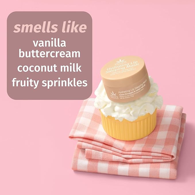 Hempz Hydrating Lip Sleeping Mask - Whipped Vanilla (.70 Oz.) | Overnight Hydrating Lip Balm with Vanilla Lip Butter Balm, Soothing and Hydrating Lip Care for Men or Women, .44oz-Velvo Beauty