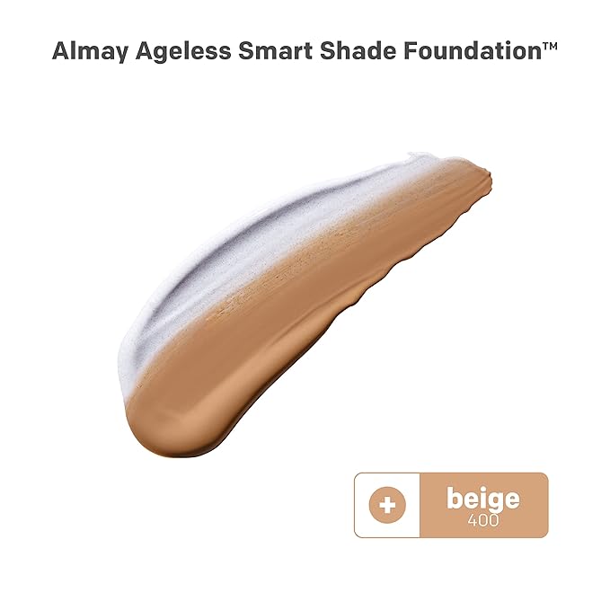 Almay Anti-Aging Foundation, Smart Shade Face Makeup with Hyaluronic Acid, Niacinamide, Vitamin C & E, Hypoallergenic, -Fragrance Free, 400 Beige, 1 Fl Oz (Pack of 1)-Velvo Beauty