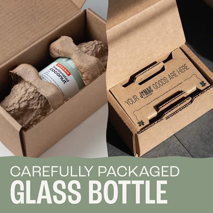 J MAC BOTANICALS Organic Fractionated Coconut Oil (16 Ounce Glass Bottle) Organic Carrier Oil and for DIluting Essential Oils, Moisturizer, Hair Care-Velvo Beauty